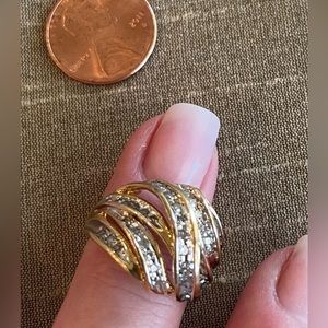 14K Yellow Gold (solid) with real diamonds ring